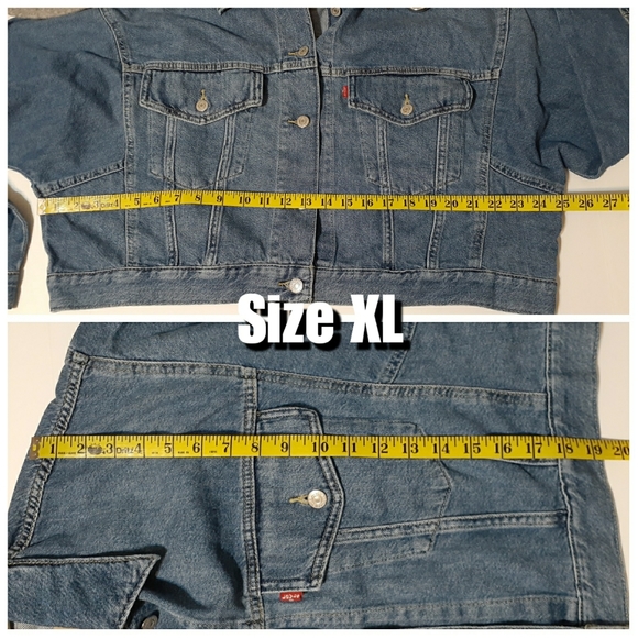 ๐Levi's Oversized Medium Wash Denim Cropped Trucker Jacket - Picture 10 of 12